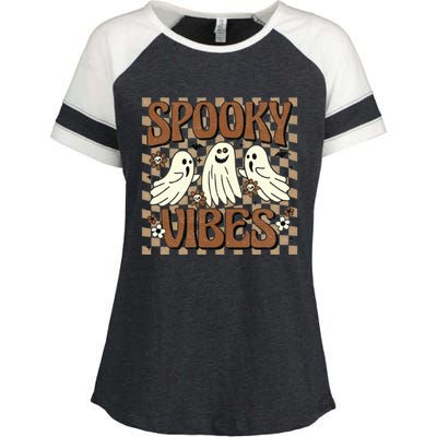 Spooky Vibes Halloween Ghoul Ghost Spooky Enza Ladies Jersey Colorblock Tee