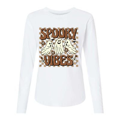 Spooky Vibes Halloween Ghoul Ghost Spooky Womens Cotton Relaxed Long Sleeve T-Shirt