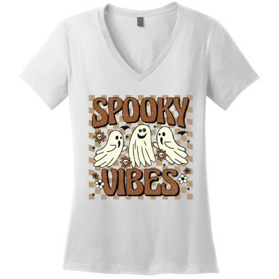 Spooky Vibes Halloween Ghoul Ghost Spooky Women's V-Neck T-Shirt