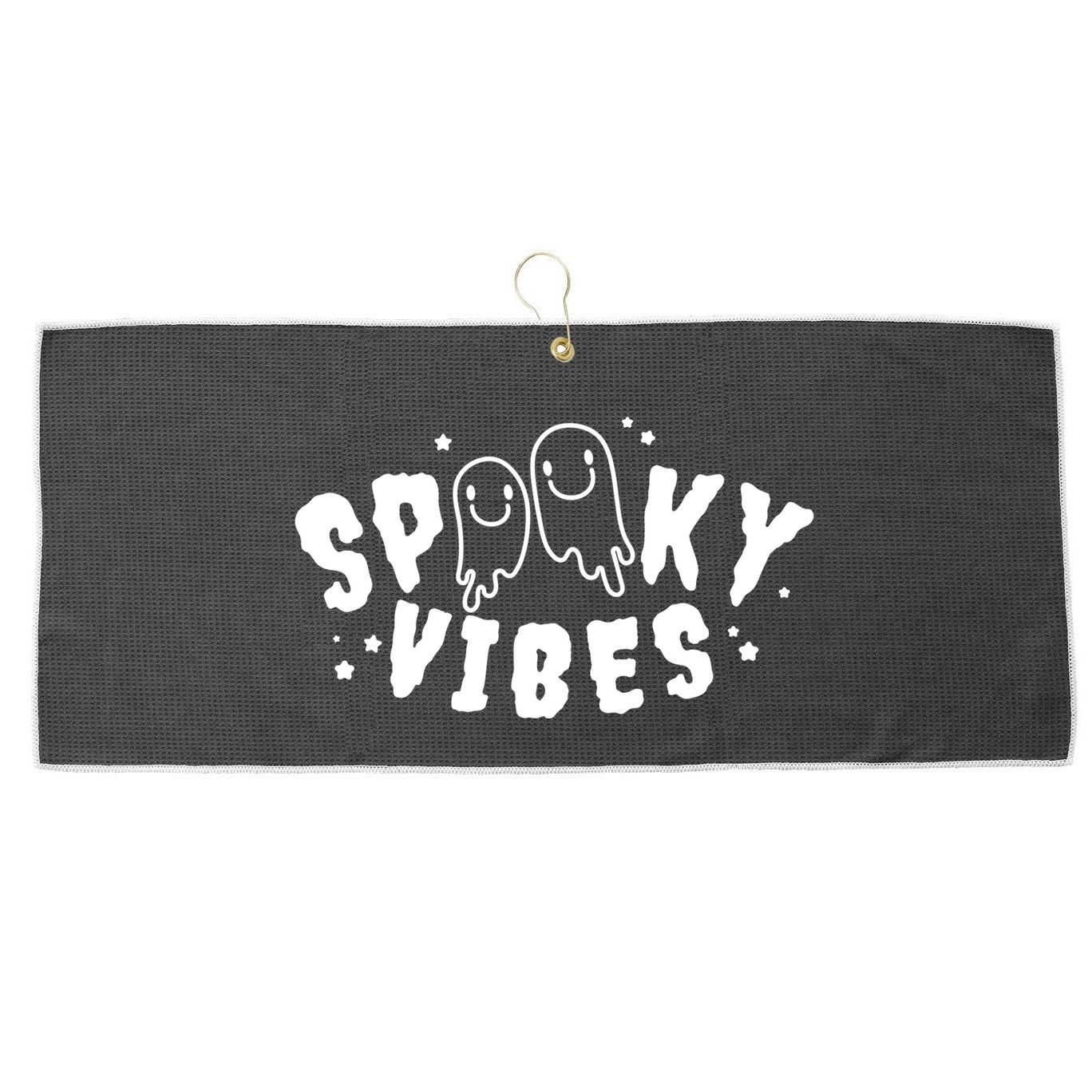 Spooky Vibes Halloween Ghost Cute Large Microfiber Waffle Golf Towel