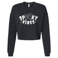 Spooky Vibes Halloween Ghost Cute Cropped Pullover Crew