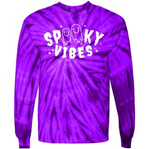 Spooky Vibes Halloween Ghost Cute Tie-Dye Long Sleeve Shirt