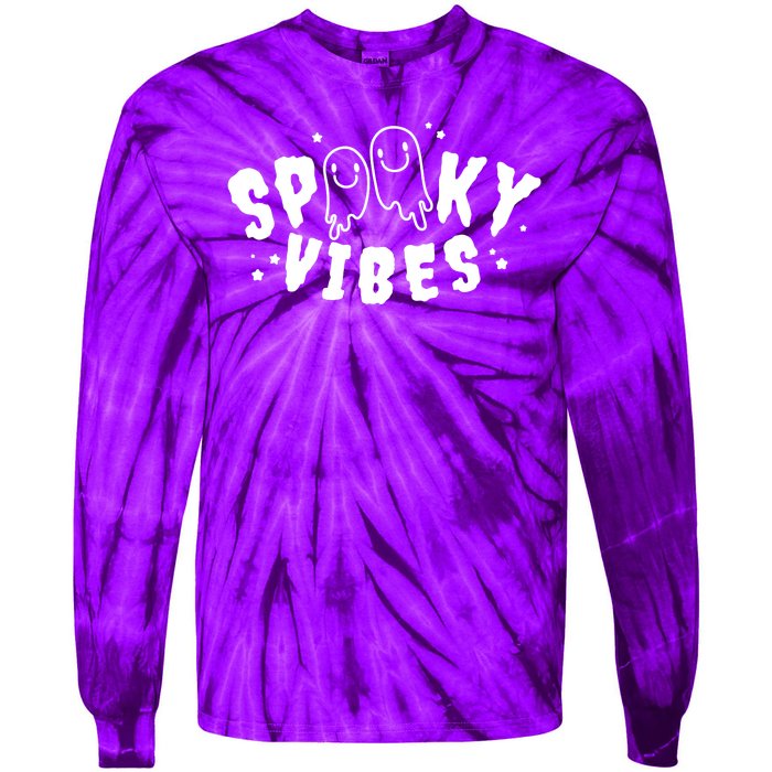 Spooky Vibes Halloween Ghost Cute Tie-Dye Long Sleeve Shirt