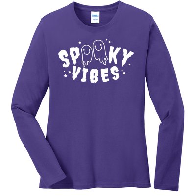 Spooky Vibes Halloween Ghost Cute Ladies Long Sleeve Shirt