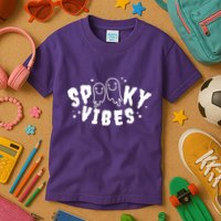 Spooky Vibes Halloween Ghost Cute Kids T-Shirt