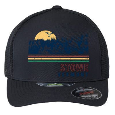 Stowe Vermont Hiking Skiing Retro Cool Gift Flexfit Unipanel Trucker Cap