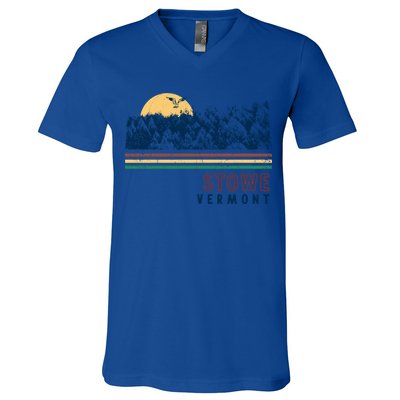 Stowe Vermont Hiking Skiing Retro Cool Gift V-Neck T-Shirt