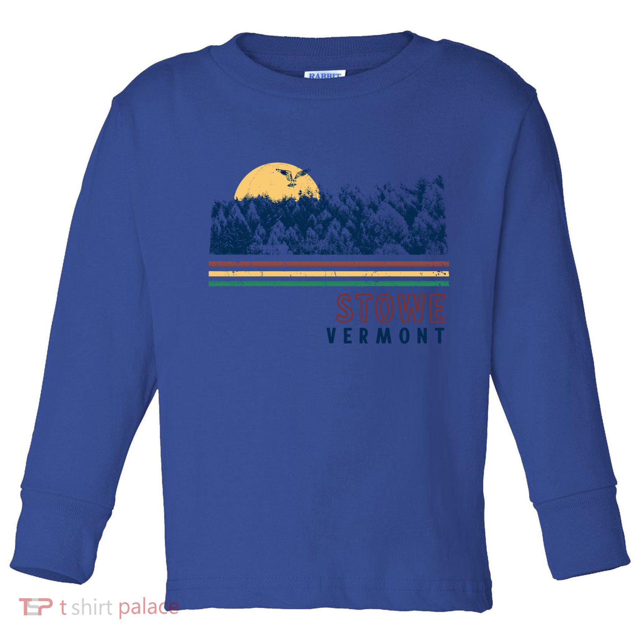 Stowe Vermont Hiking Skiing Retro Cool Gift Toddler Long Sleeve Shirt