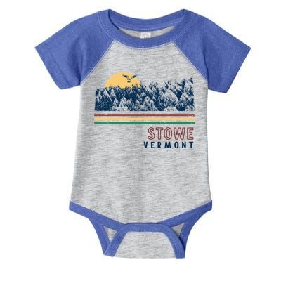 Stowe Vermont Hiking Skiing Retro Cool Gift Infant Baby Jersey Bodysuit