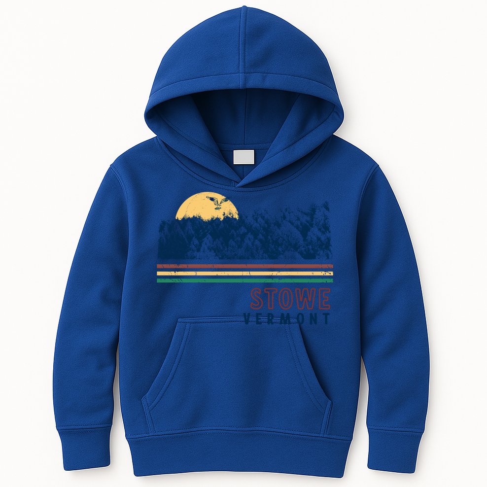 Stowe Vermont Hiking Skiing Retro Cool Gift Kids Hoodie
