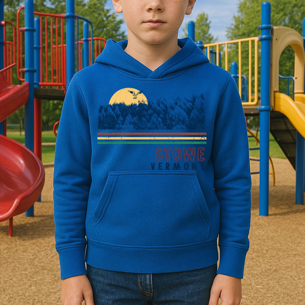 Stowe Vermont Hiking Skiing Retro Cool Gift Kids Hoodie