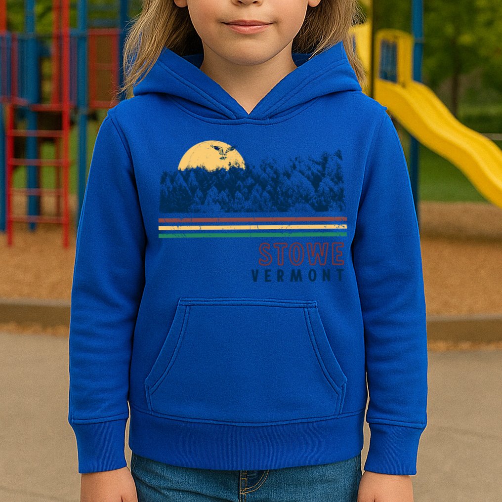 Stowe Vermont Hiking Skiing Retro Cool Gift Kids Hoodie