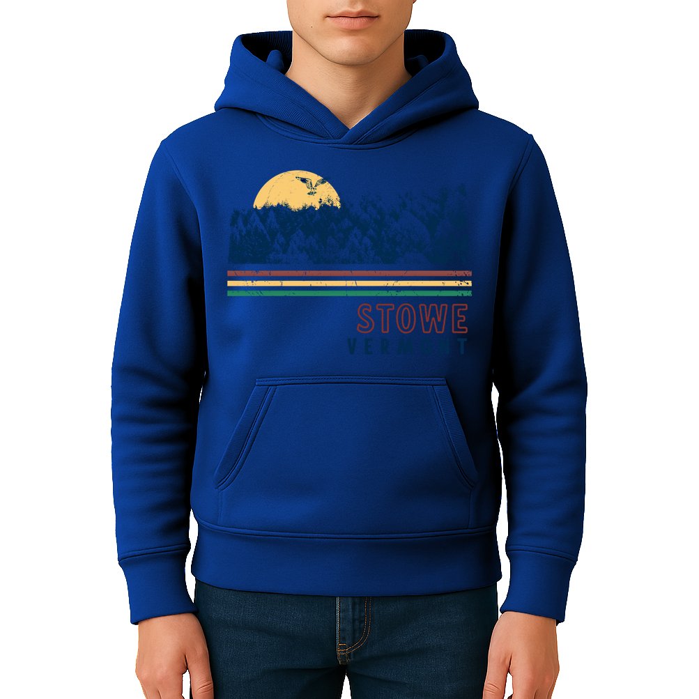 Stowe Vermont Hiking Skiing Retro Cool Gift Kids Hoodie