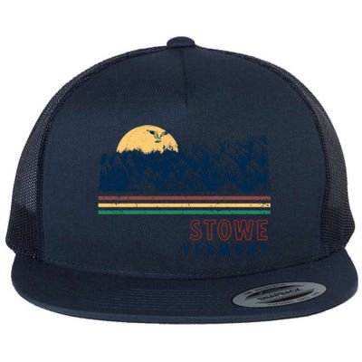 Stowe Vermont Hiking Skiing Retro Cool Gift Flat Bill Trucker Hat