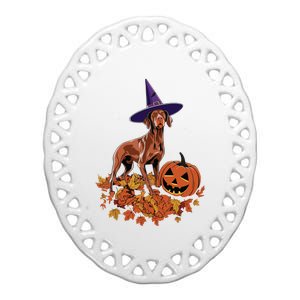 Spooky Vizsla Halloween Dog Design Design Ceramic Oval Ornament