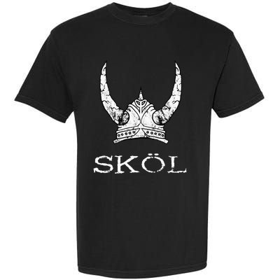 Skol Viking Helmet Nordic Scandinavian Norse Mythology Garment-Dyed Heavyweight T-Shirt