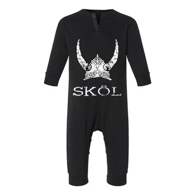 Skol Viking Helmet Nordic Scandinavian Norse Mythology Infant Fleece One Piece