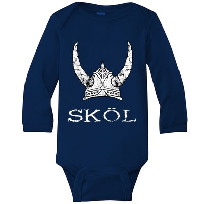 Skol Viking Helmet Nordic Scandinavian Norse Mythology Baby Long Sleeve Bodysuit