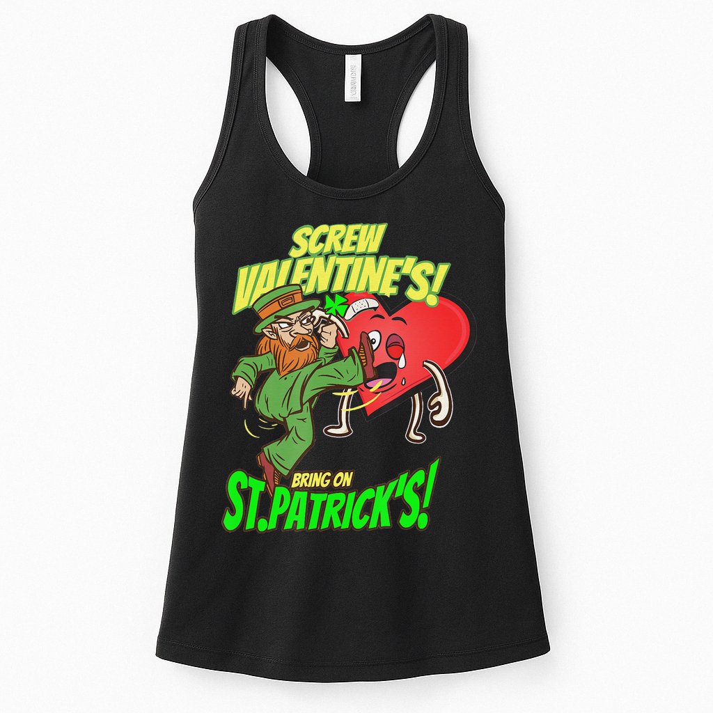 screw valentine heart funny st.patrick's day Womens Tank Top