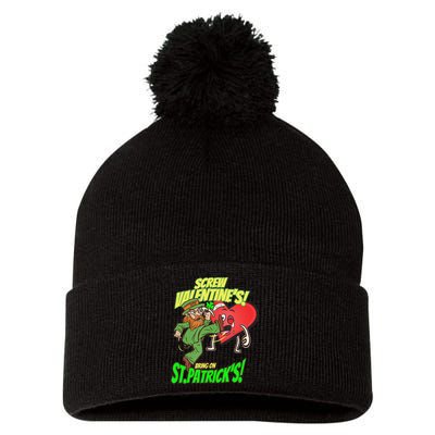screw valentine heart funny st.patrick's day Pom Pom 12in Knit Beanie