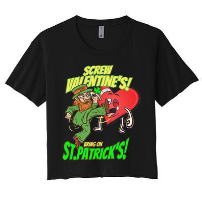 screw valentine heart funny st.patrick's day Crop Top