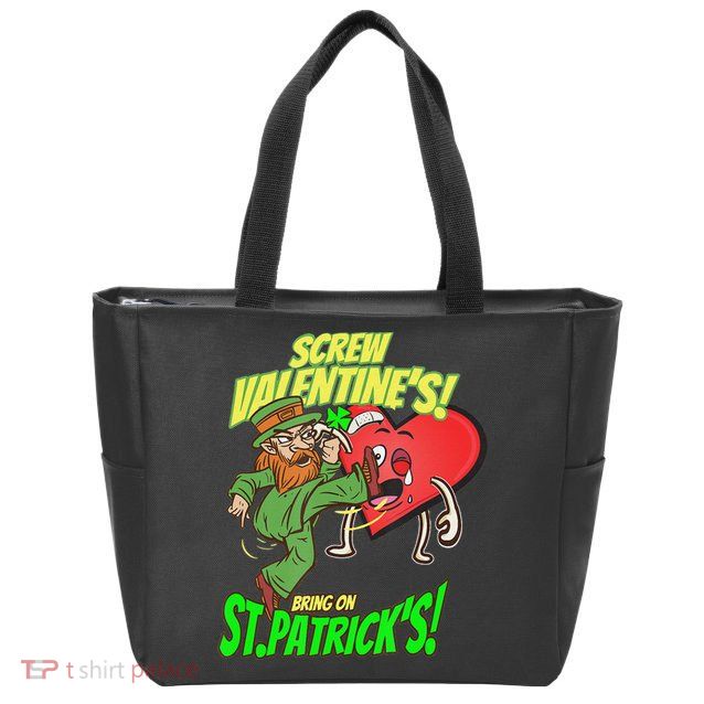 screw valentine heart funny st.patrick's day Zip Tote Bag