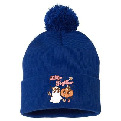 Spooky Vibes Halloween Better Together Cute Ghost Pumpkin Great Gift Pom Pom 12in Knit Beanie