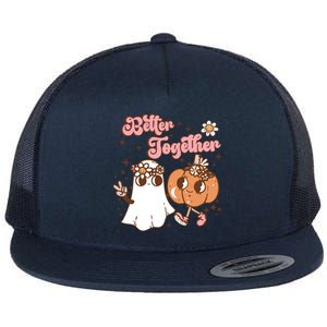 Spooky Vibes Halloween Better Together Cute Ghost Pumpkin Great Gift Flat Bill Trucker Hat