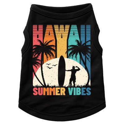 Surfing Vintage Hawaii Summer Vibes Tropical Palm Gift Doggie Tank