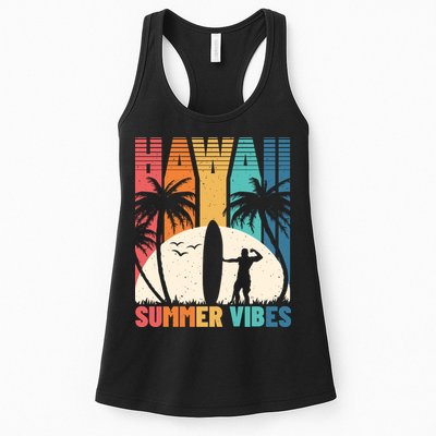 Surfing Vintage Hawaii Summer Vibes Tropical Palm Gift Womens Tank Top