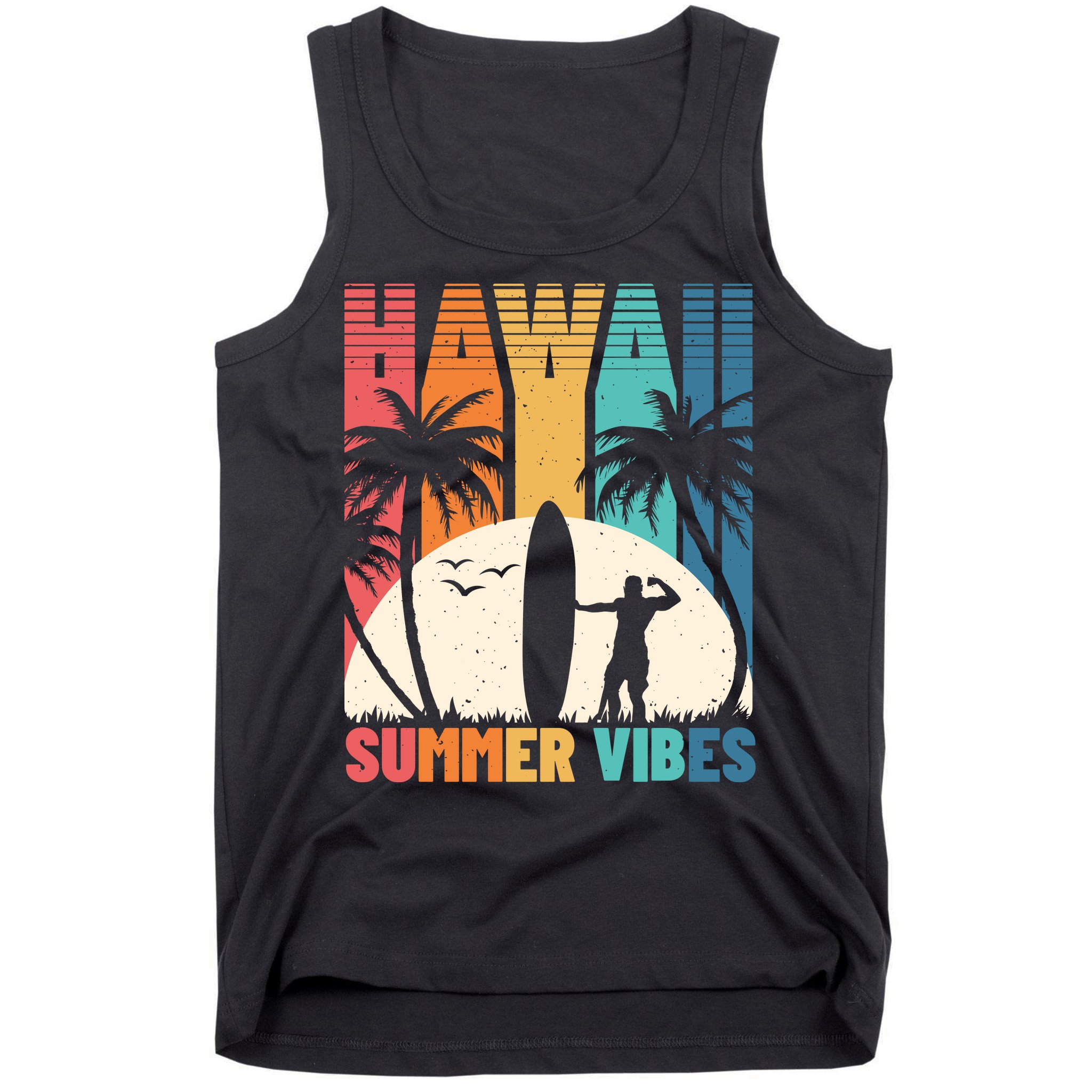 Surfing Vintage Hawaii Summer Vibes Tropical Palm Gift Tank Top