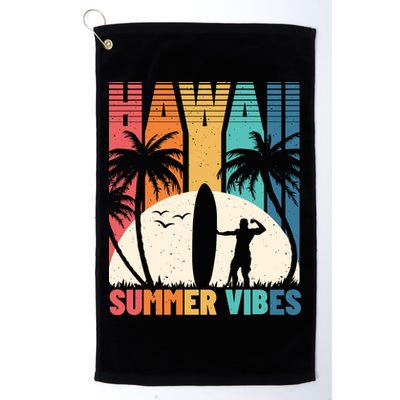 Surfing Vintage Hawaii Summer Vibes Tropical Palm Gift Golf Towel