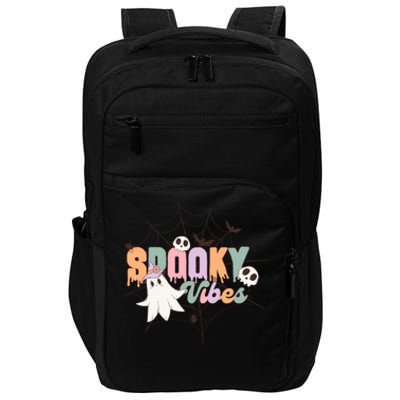 Spooky Vibes Halloween Ghost Spider Web Festive Design Gift Impact Tech Backpack