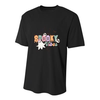 Spooky Vibes Halloween Ghost Spider Web Festive Design Gift Youth Performance Sprint T-Shirt