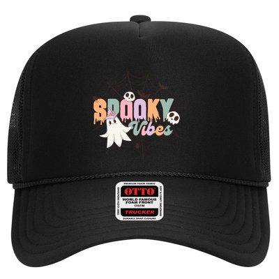 Spooky Vibes Halloween Ghost Spider Web Festive Design Gift Trucker Hat