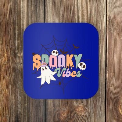 Spooky Vibes Halloween Ghost Spider Web Festive Design Gift Coaster