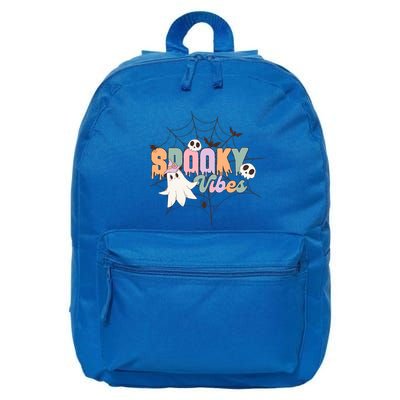 Spooky Vibes Halloween Ghost Spider Web Festive Design Gift 16 in Basic Backpack