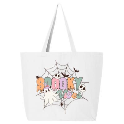 Spooky Vibes Halloween Ghost Spider Web Festive Design Gift 25L Jumbo Tote