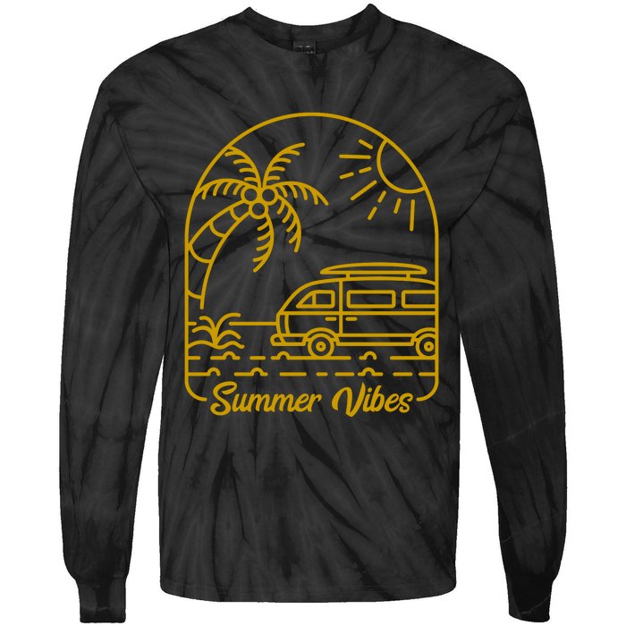 Summer Vibes Illustration Tie-Dye Long Sleeve Shirt