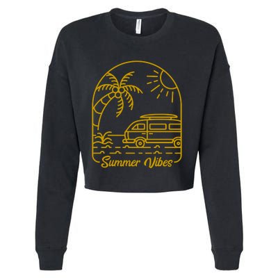 Summer Vibes Illustration Cropped Pullover Crew