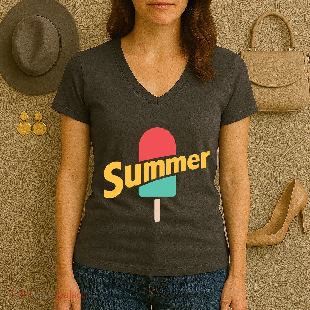 Summer Vacation Ice Cream Popsicle Women's V-Neck T-Shirt