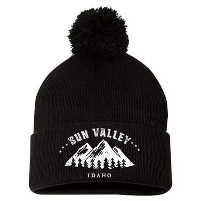 Sun Valley Idaho Outdoors Adventure Mountain Graphic Gift Pom Pom 12in Knit Beanie