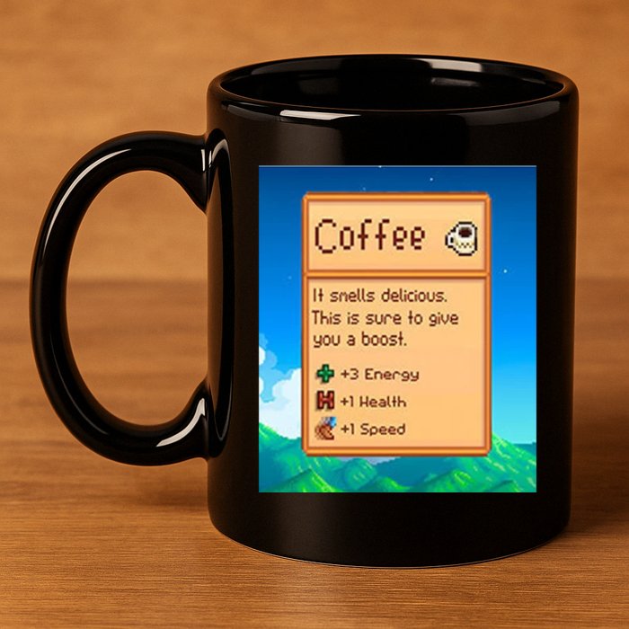 Stardew Valley Inspired Coffee 11oz C Handle Ceramic Mug