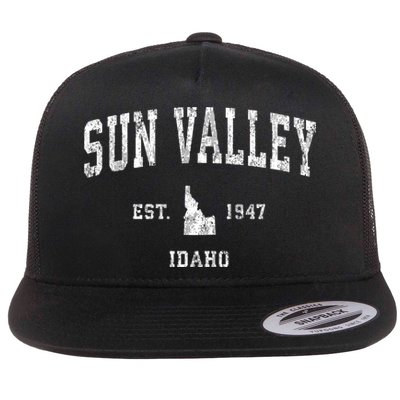 Sun Valley Idaho Id Vintage Athletic Sports Flat Bill Trucker Hat