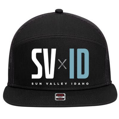 Sun Valley Idaho Graphic Ski Gift 7 Panel Mesh Trucker Snapback Hat