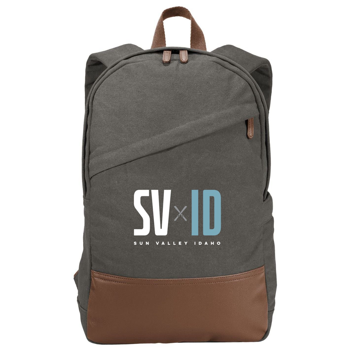 Sun Valley Idaho Graphic Ski Gift Cotton Canvas Backpack