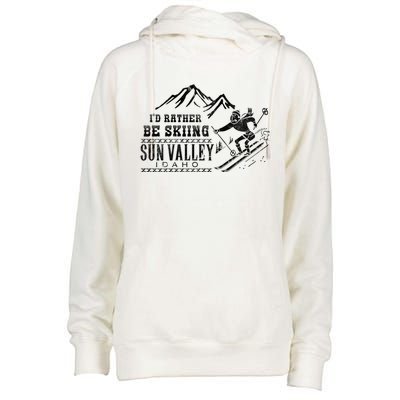 Sun Valley Id Rather Be Skiing Great Gift Retro Vintage Womens Funnel Neck Pullover Hood