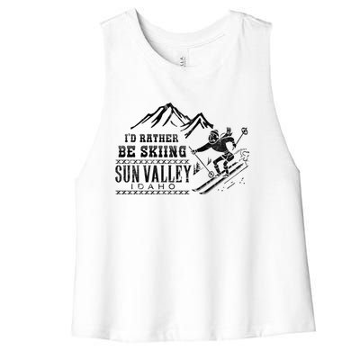 Sun Valley Id Rather Be Skiing Great Gift Retro Vintage Women's Racerback Cropped Tank