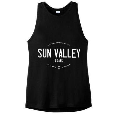 Sun Valley Idaho Graphic Distressed Vintage Ski Gift Ladies PosiCharge Tri-Blend Wicking Tank