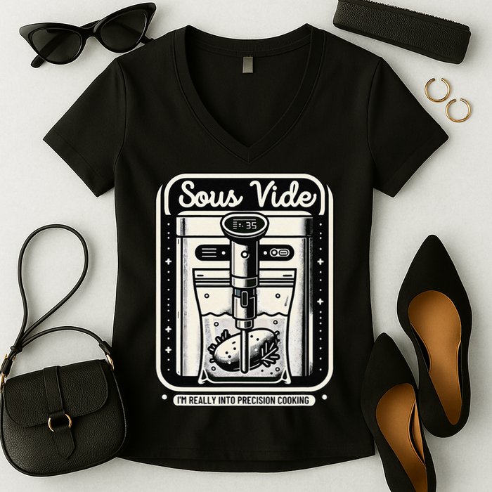 Sous Vide IM Really Into Precision Cooking Molecular Gastro Women's V-Neck T-Shirt